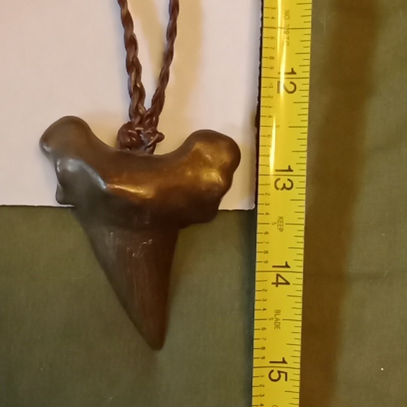 Brass sharks tooth Necklace #816 - Picture 5 of 6